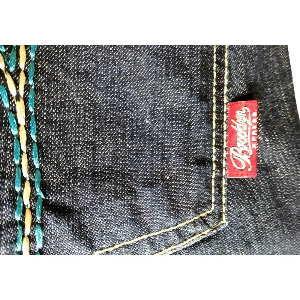 Brooklyn Xpress Men's Denim Shorts Size 36 Baggy Hip Hop Jeans-Missing Button‎